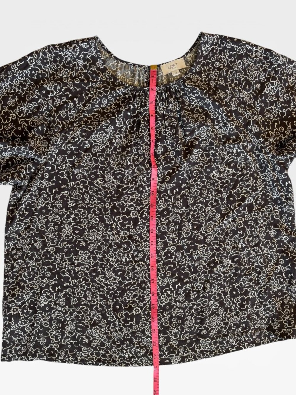 LOFT Outlet Brown Floral Print Peasant Blouse Boho Cottagecore Size L - Picture 11 of 12